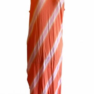 Zenana Outfitters Orange and White Diagonal Stripe Maxi Dress- Size XL, NWOT,